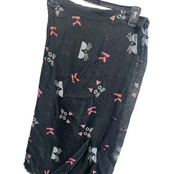 Karl Lagerfeld Black Cat Print Scarf Lightweight & Stylish - Picture 2 of 4